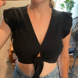 Abercrombie linen tie-front crop top